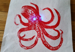 Octopus print with lit up eyes