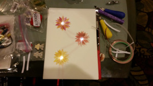 stamped flowers with Chibitronics LEDs