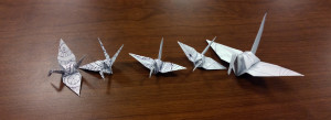 five paper cranes